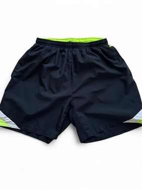 Nike Dri Fit black + green running athletic shorts Size M (men’s)